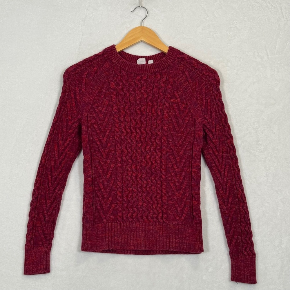 Gap Burgundy Cable Knit Crewneck Sweater XS